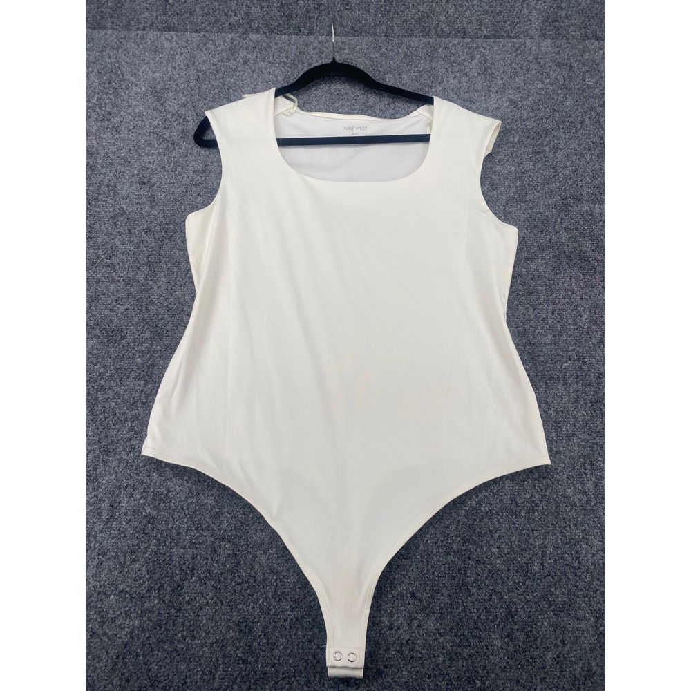Nine West Bodysuit Sleeveless Scoop Neck Women XXL Cream Off White Stretch Basic